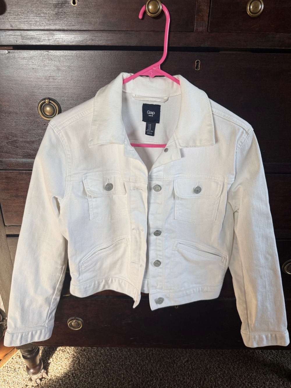 GAP Crisp White Cropped Denim Jacket Size Medium